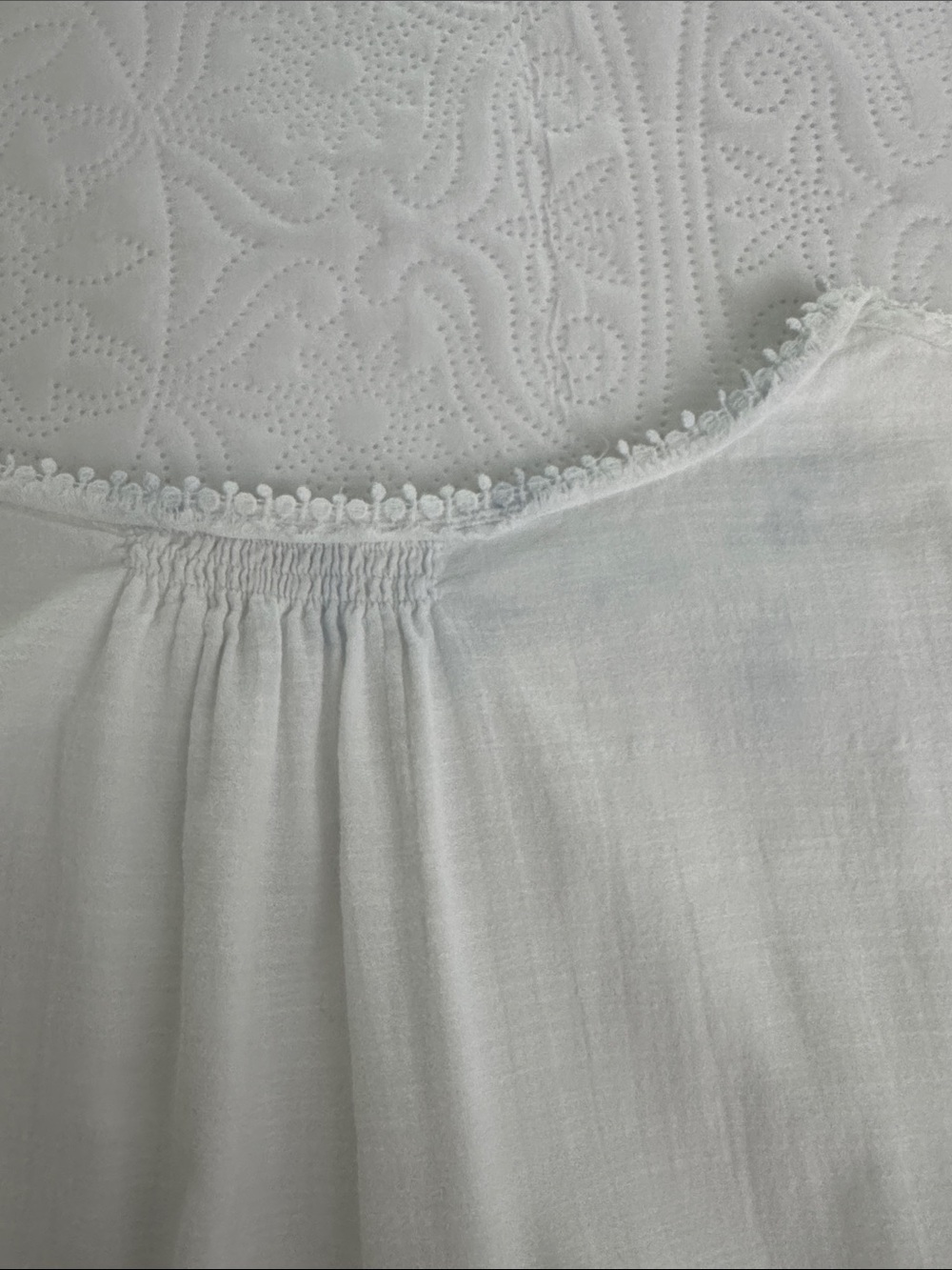 Talbots Woman Maxi Dress White Sleeveless Eyelet Cotton Boho Peasant Size 20W - Picture 10 of 16